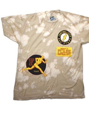 The Flash Central City Patches Graphic Birch Tie Dye Mens Shirt New Small